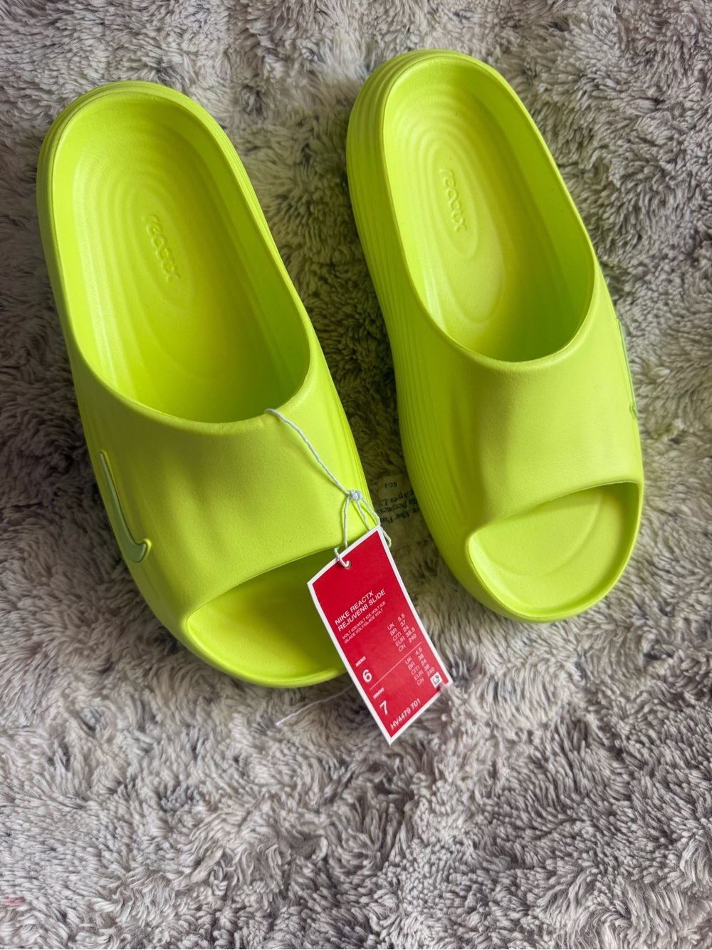 Nike ReactX Rejuven8 Slide men's size 6 Women's size 7 Neon Yellow Volt Ice